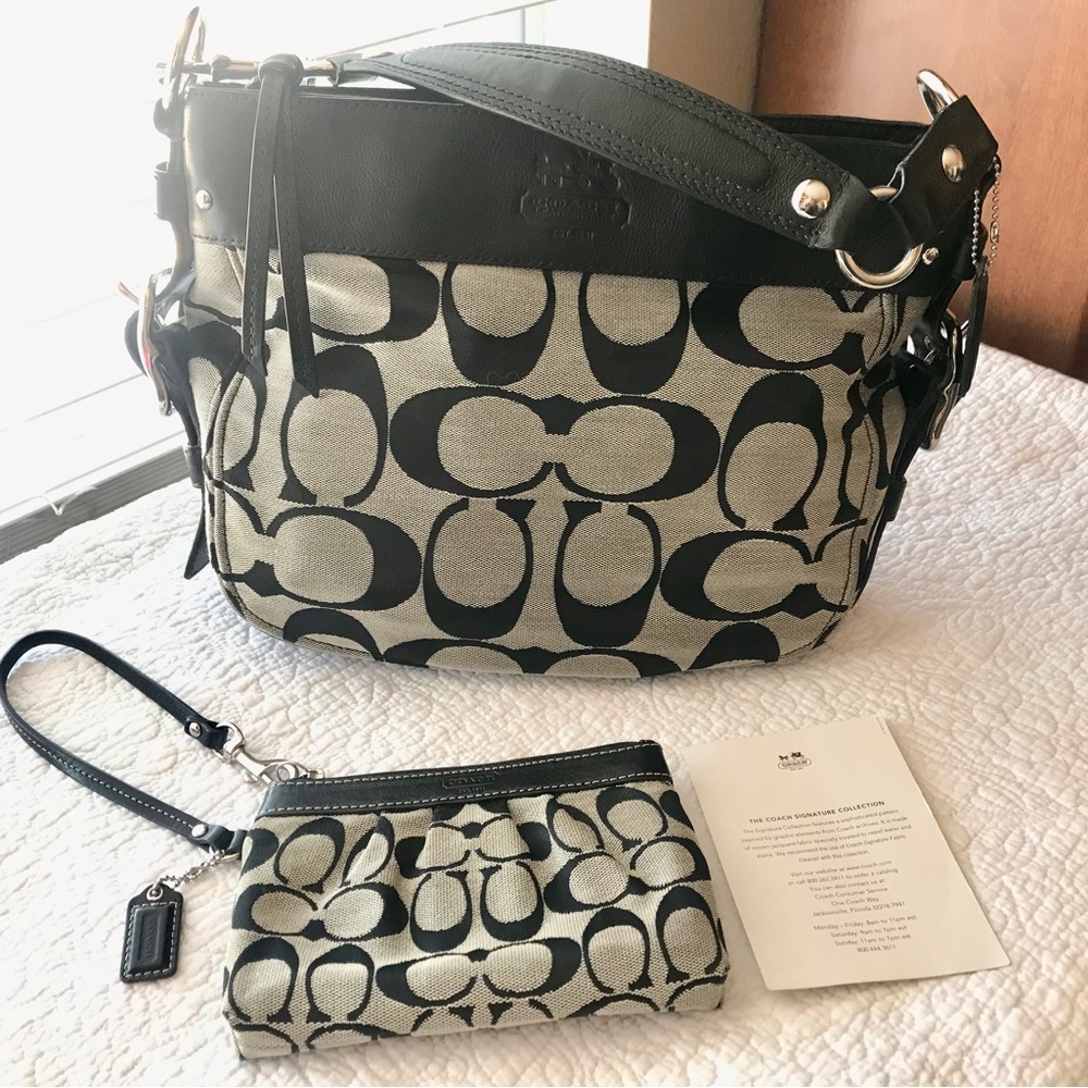 Coach Signature Shoulder Bag with Matching Wristlet